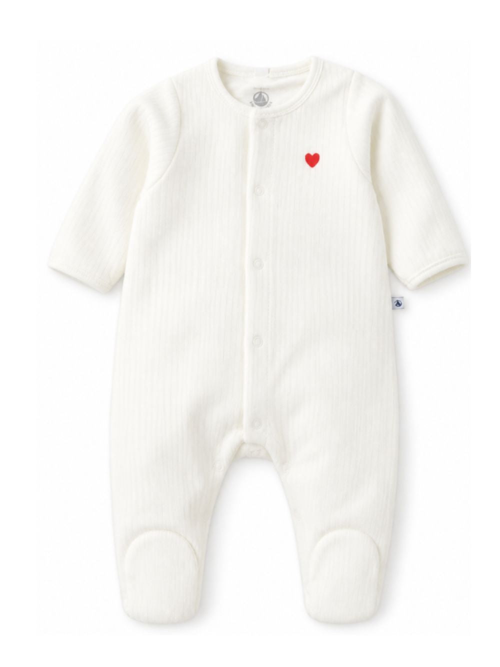 Tutina per neonati Petit Bateau Kids bianco con ricamo cuore sul davanti A0AS9 01 PETIT BATEAU KIDS