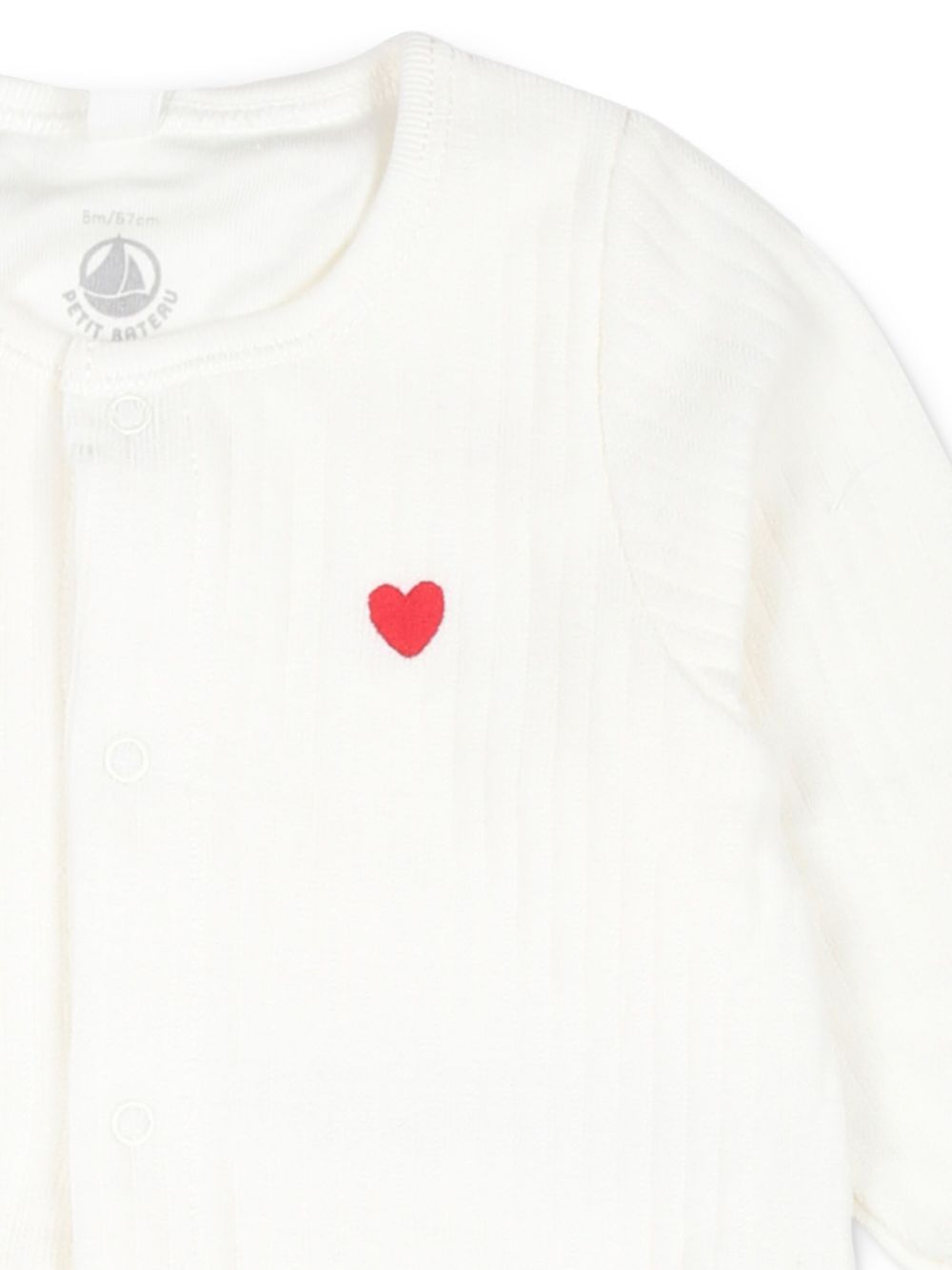 Tutina per neonati Petit Bateau Kids bianco con ricamo cuore sul davanti A0AS9 01 PETIT BATEAU KIDS