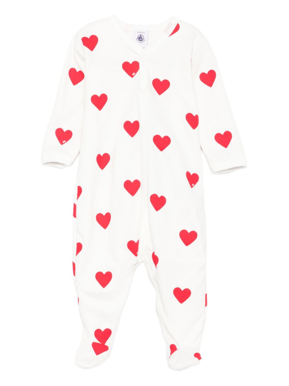 Tutina per neonati Petit Bateau Kids bianca con stampa a cuori all-over A0DQB 01 PETIT BATEAU KIDS
