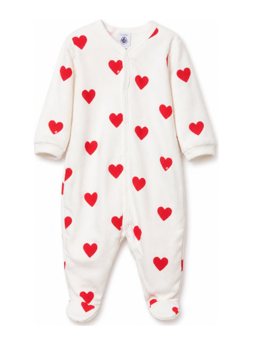 Tutina per neonati Petit Bateau Kids bianca con stampa a cuori all-over A0DQB 01 PETIT BATEAU KIDS