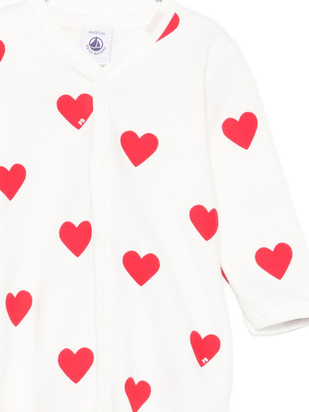 Tutina per neonati Petit Bateau Kids bianca con stampa a cuori all-over A0DQB 01 PETIT BATEAU KIDS