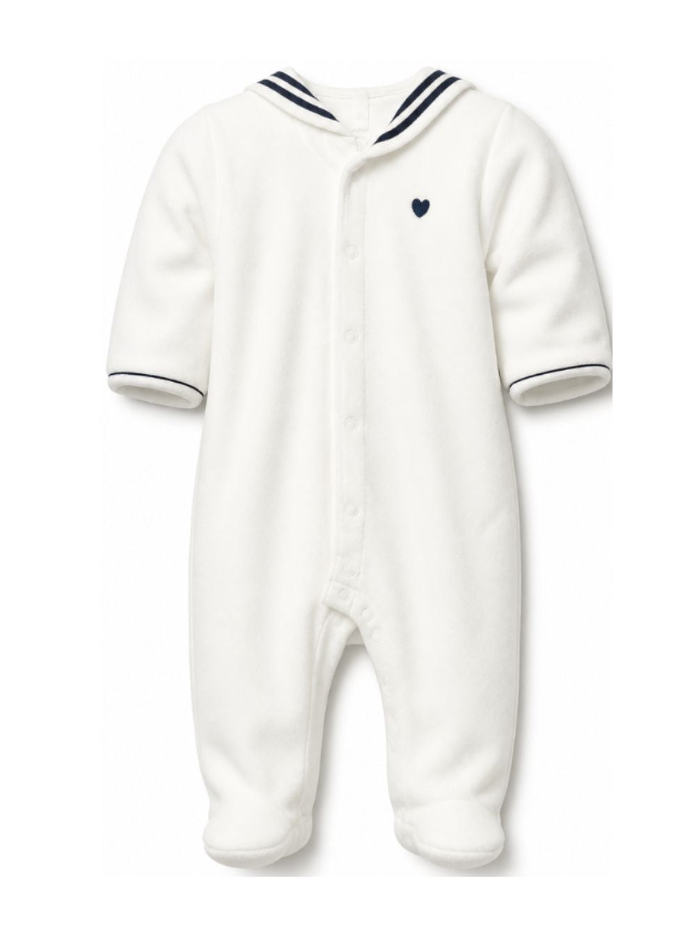 Tutina per neonato Petit Bateau Kids bianca con colletto alla marinara A0DQP 01 PETIT BATEAU KIDS