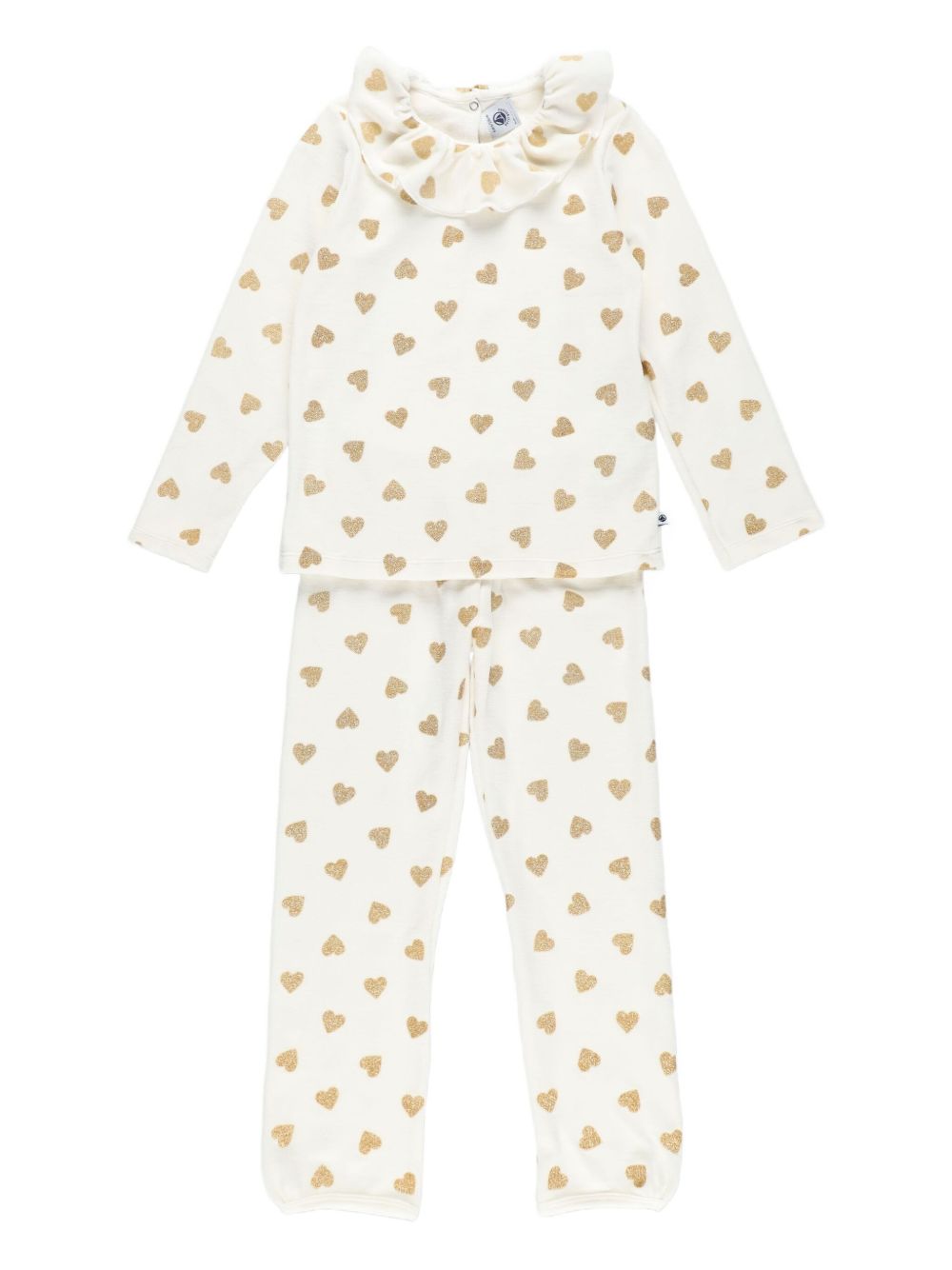 Pigiama per bambina Petit Bateau Kids bianco con stampa cuori all-over A0DRD 01 PETIT BATEAU KIDS