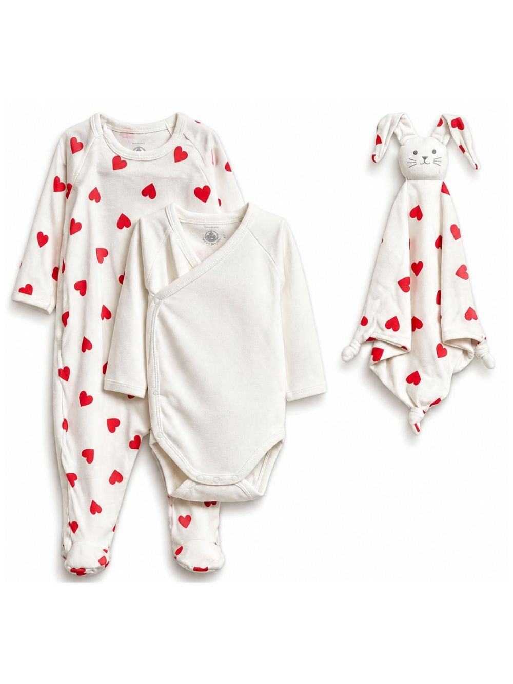 Set tutine e doudou per neonati Petit Bateau Kids bianco con stampa cuori all-over A0FF9 00 PETIT BATEAU KIDS