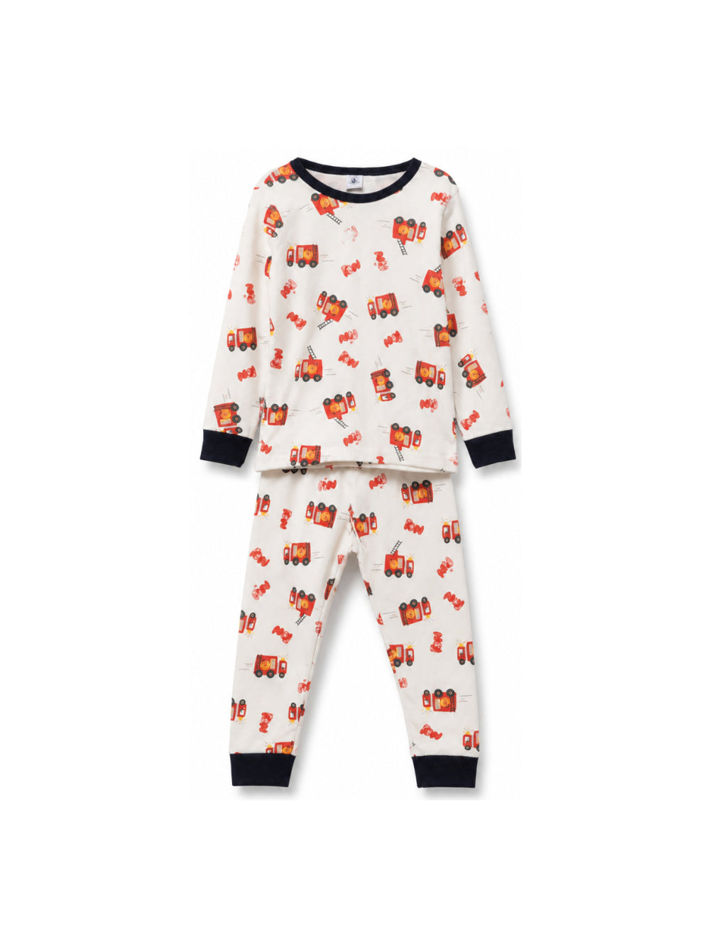 Pigiama per bambino Petit Bateau Kids bianco con stampa grafica camion dei pompieri A0GA4 01 PETIT BATEAU KIDS