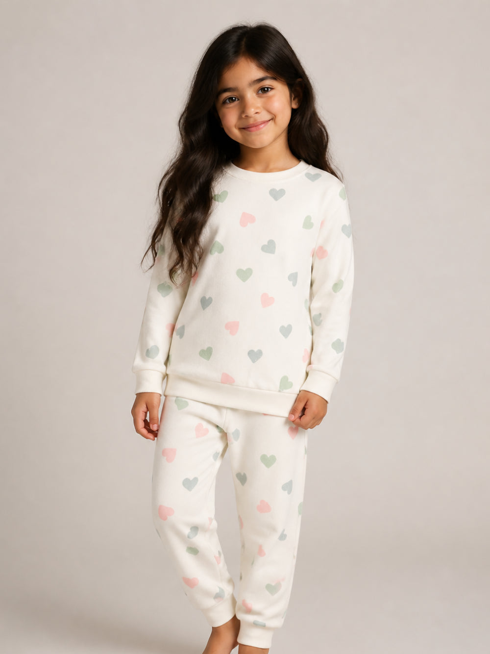 Pigiama per bambini Petit Bateau bianco con stampa cuori A0GAA 01 PETIT BATEAU KIDS