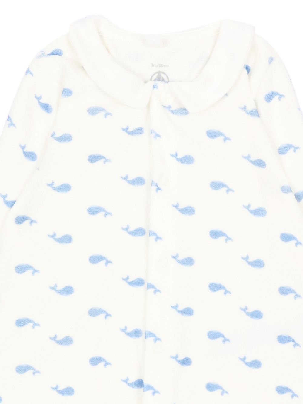 Tutina per neonati Petit Bateau Kids bianco avorio con stampa balene all-over A0GAB 01 PETIT BATEAU KIDS