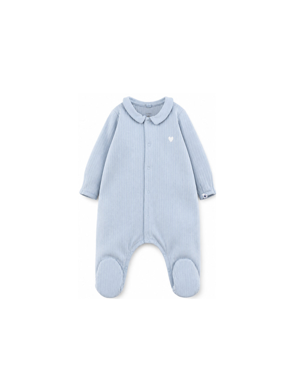 Tutina per neonato Petit Bateau Kids azzurro chiaro con motivo a cuore sul davanti A0GAC 01 PETIT BATEAU KIDS