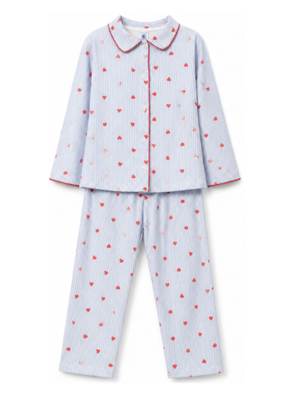 Pigiama per bambina Petit Bateau Kids azzurro con design a righe A0GAL 01 PETIT BATEAU KIDS