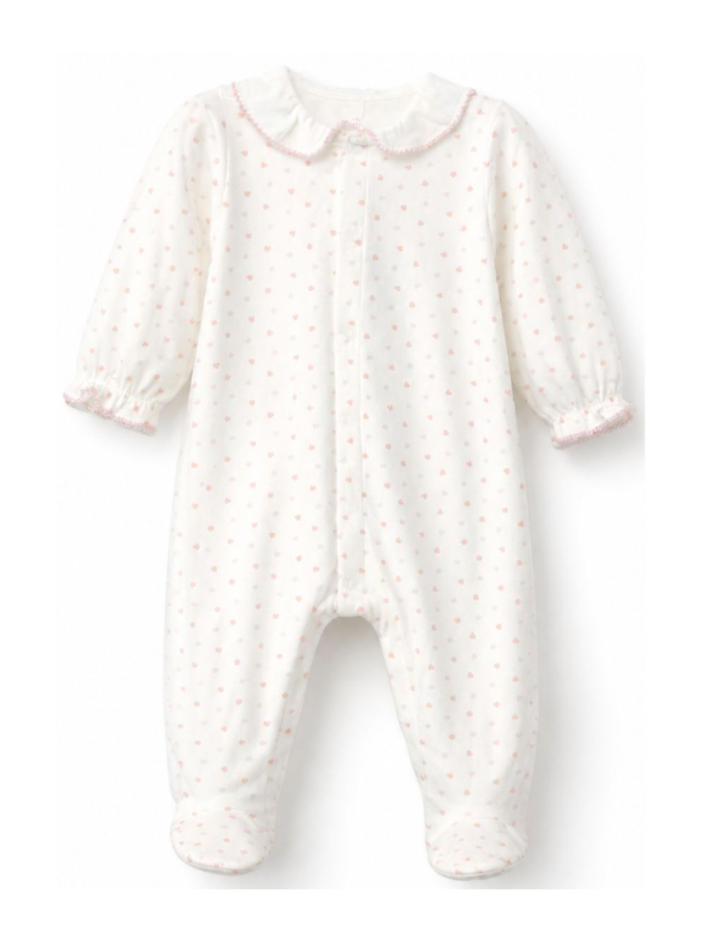 Tutina per neonata Petit Bateau Kids bianca con stampa cuoricini all-over A0GDP 01 PETIT BATEAU KIDS