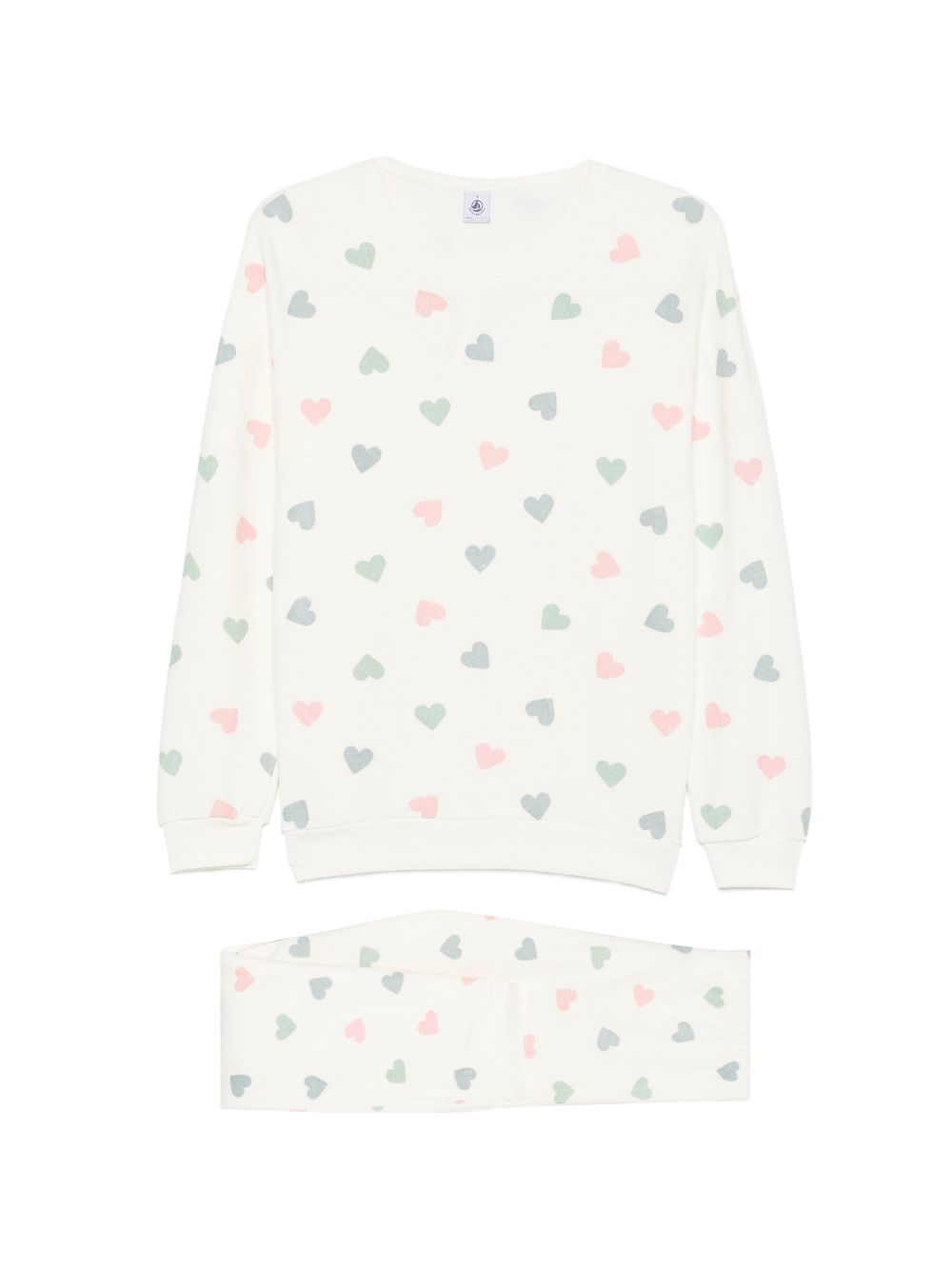 Pigiama da donna Petit Bateau bianco con motivo a cuori A0GE0 01 PETIT BATEAU KIDS