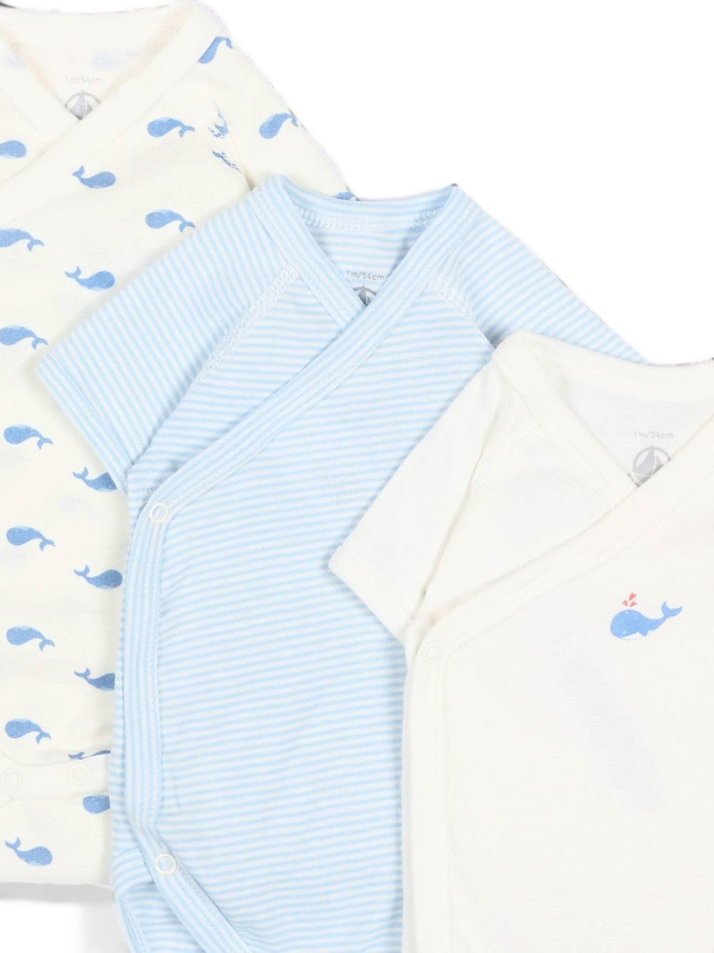 Set di tre body per neonato Petit Bateau multicolore con stampa balene A0GHM 00 PETIT BATEAU KIDS
