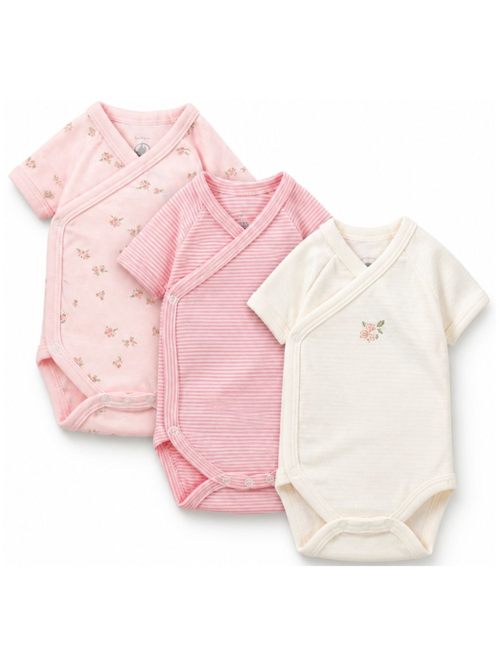 Set di tre body per neonata Petit Bateau multicolore con stampa floreale A0GHN 00 PETIT BATEAU KIDS