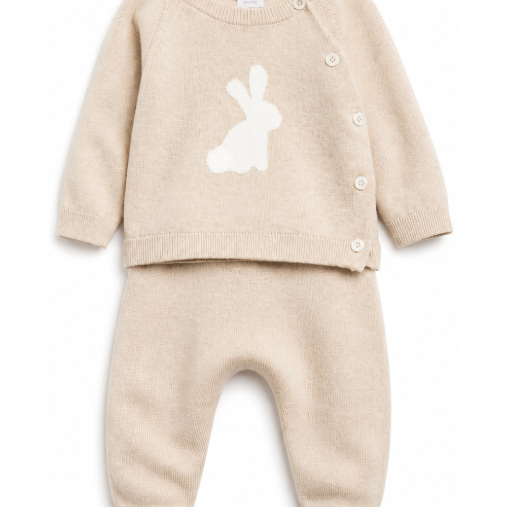 Completo per neonati Petit Bateau beige con motivo a intarsio A0GIW 01 PETIT BATEAU KIDS