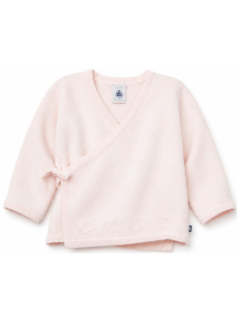 Cardigan per neonata Petit Bateau Kids rosa con cuoricini ricamati A0GNS 02 PETIT BATEAU KIDS