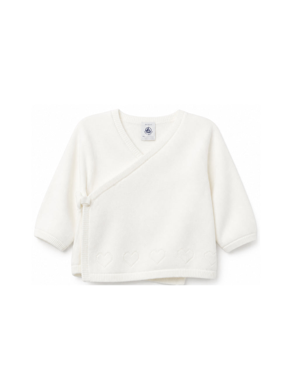 Cardigan per neonata Petit Bateau Kids bianco con ricamo cuori sul davanti A0GNS 03 PETIT BATEAU KIDS