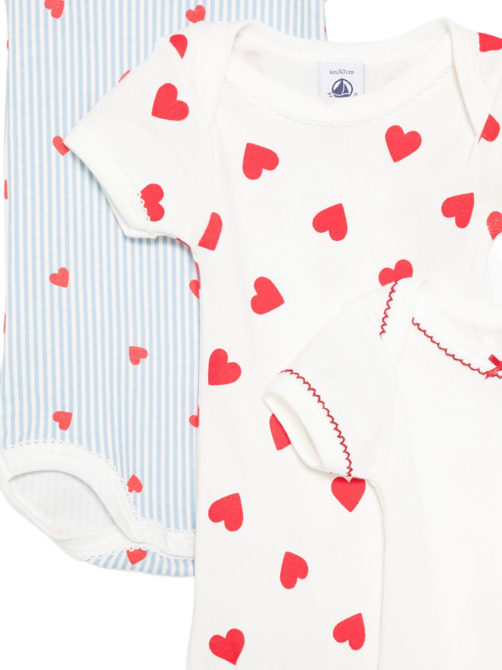 Body per neonati Petit Bateau multicolore a righe con stampa a cuori (set da tre) A0GY7 00 PETIT BATEAU KIDS