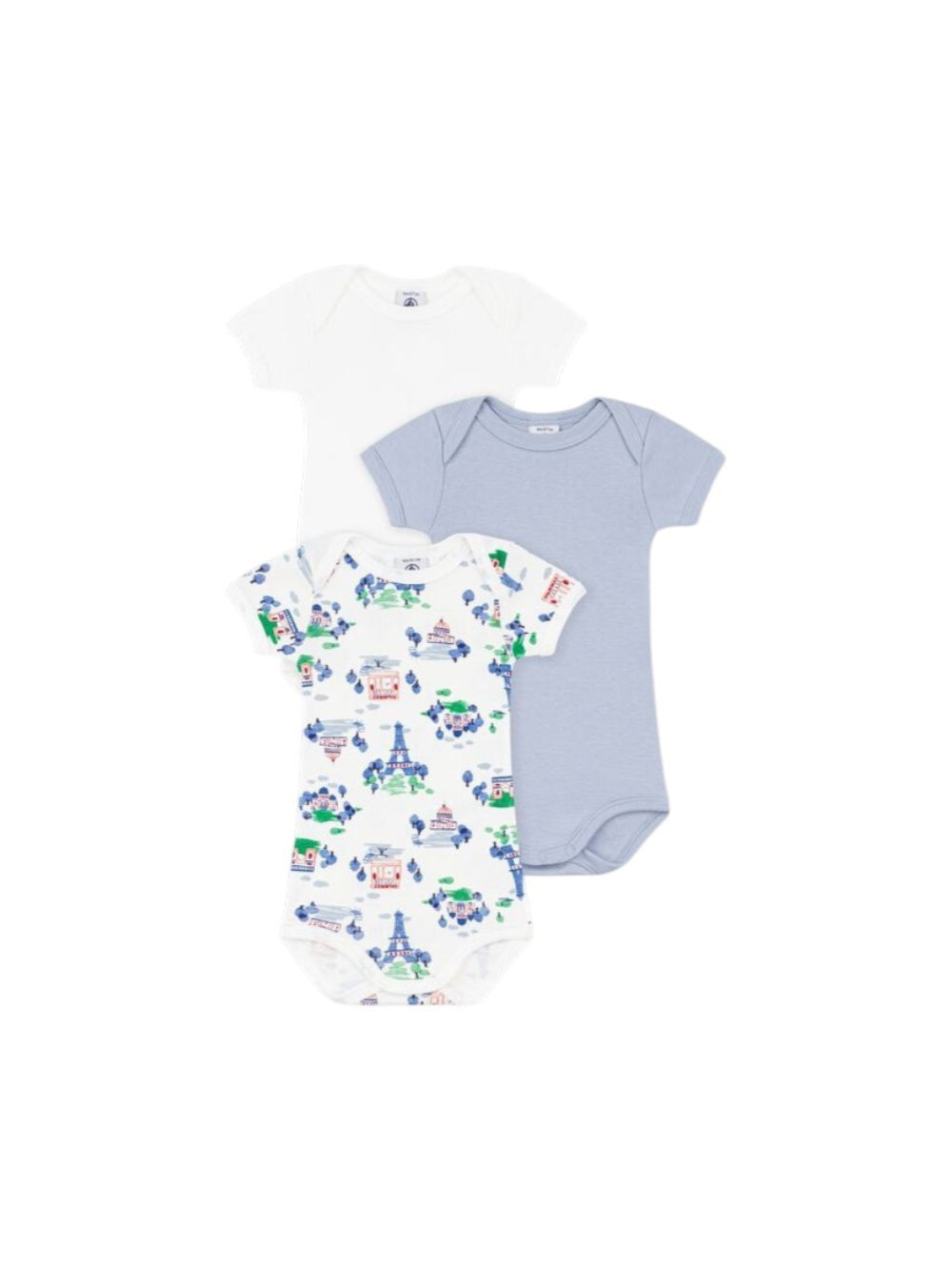 Set di tre body per neonato Petit Bateau Kids multicolore con motivo Torre Eiffel A0GYC 00 PETIT BATEAU KIDS