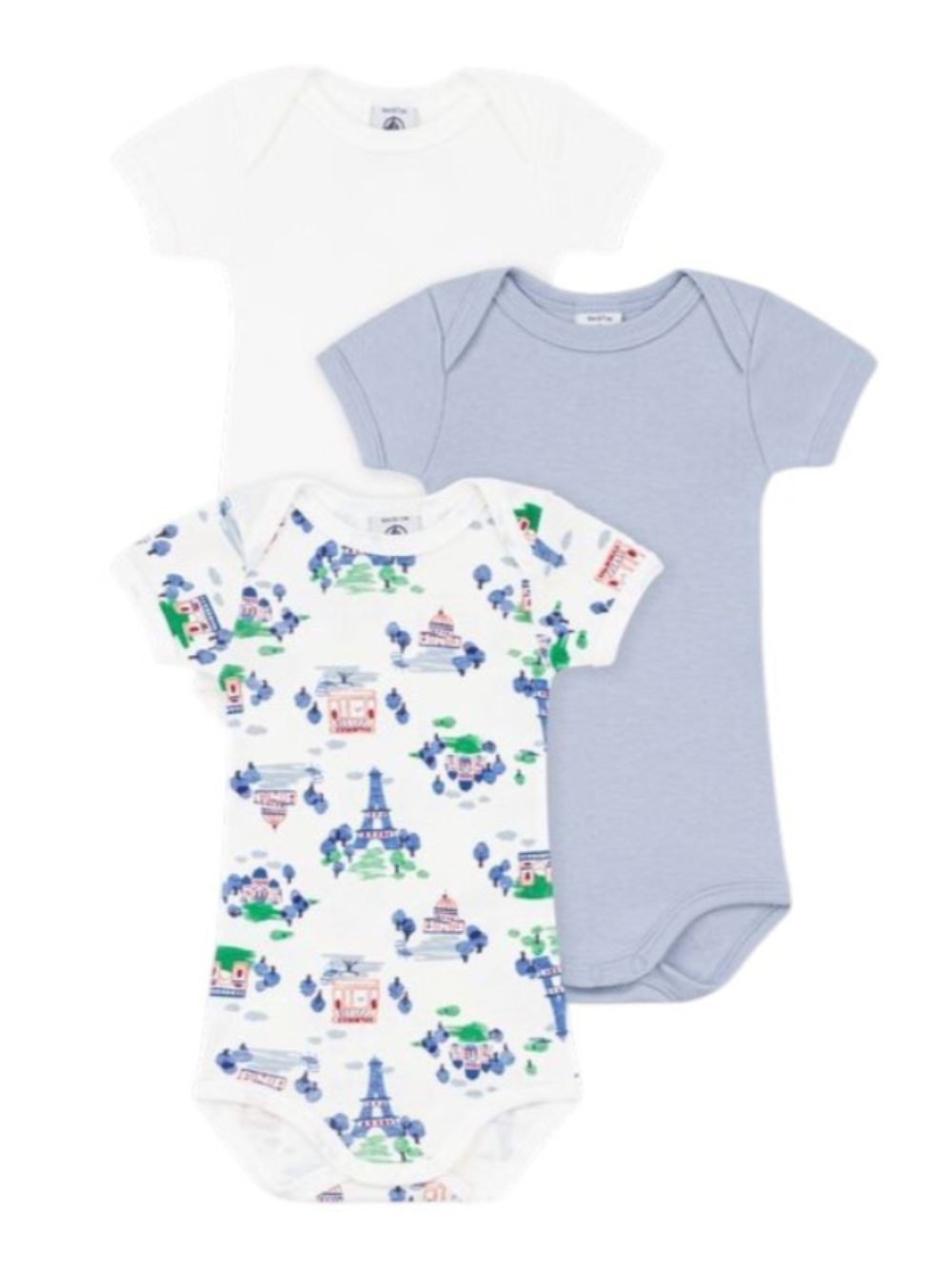 Set di tre body per neonato Petit Bateau Kids multicolore con motivo Torre Eiffel A0GYC 00 PETIT BATEAU KIDS