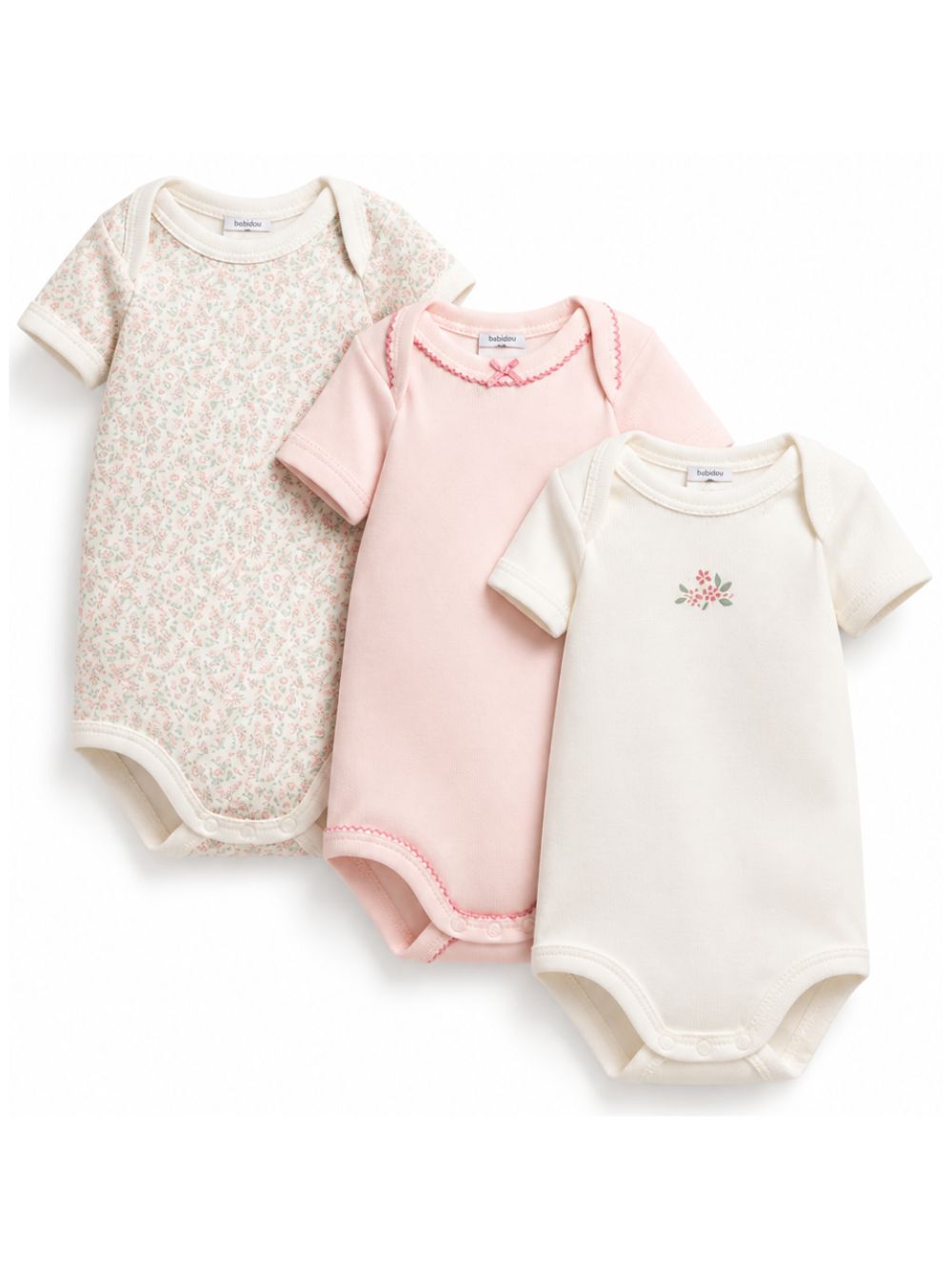 Set di tre body per neonata Petit Bateau multicolore con stampa floreale A0GYK 00 PETIT BATEAU KIDS
