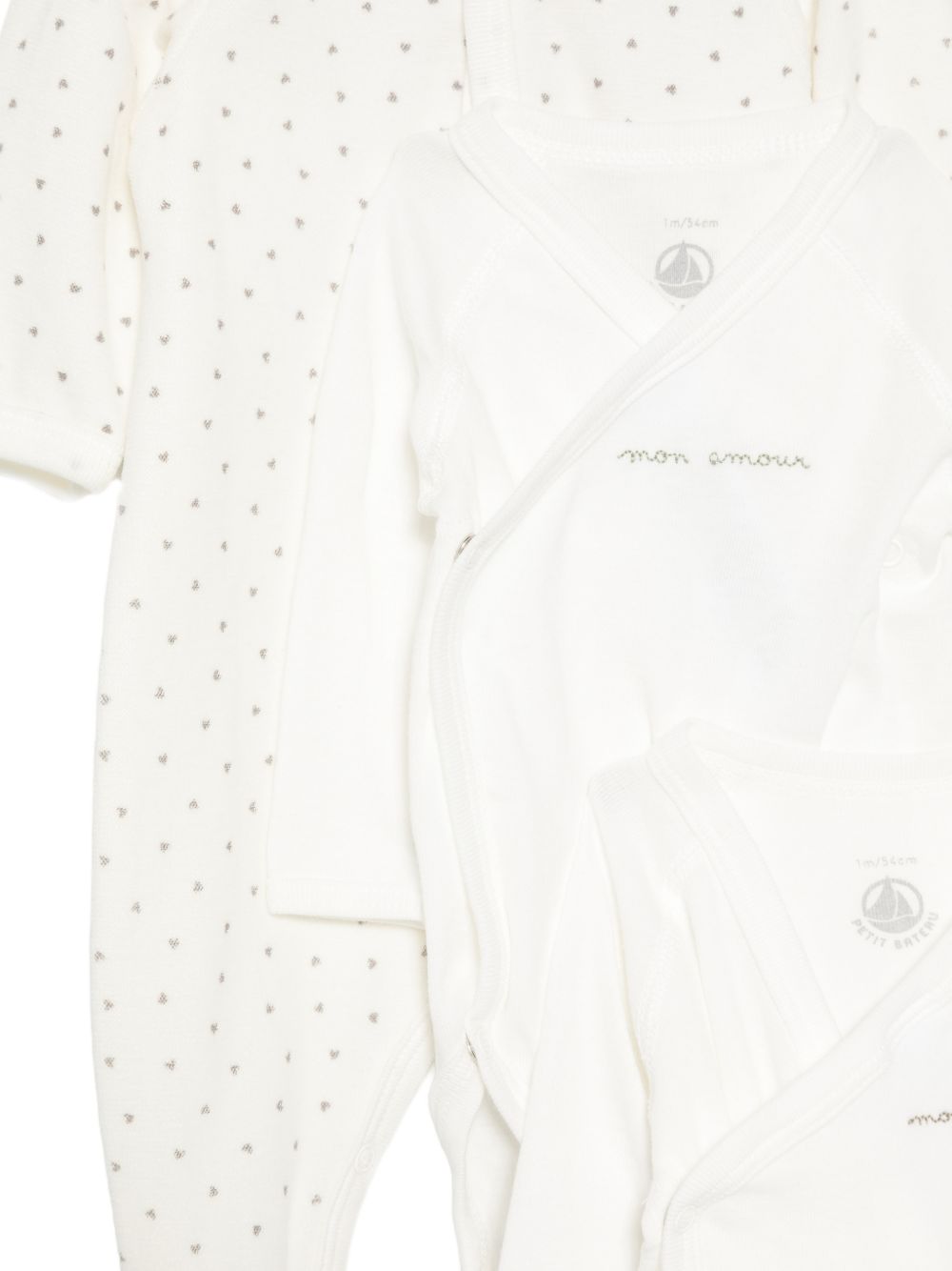 Set di tre body per neonati Petit Bateau bianco con stampa a cuori A0H71 99 PETIT BATEAU KIDS