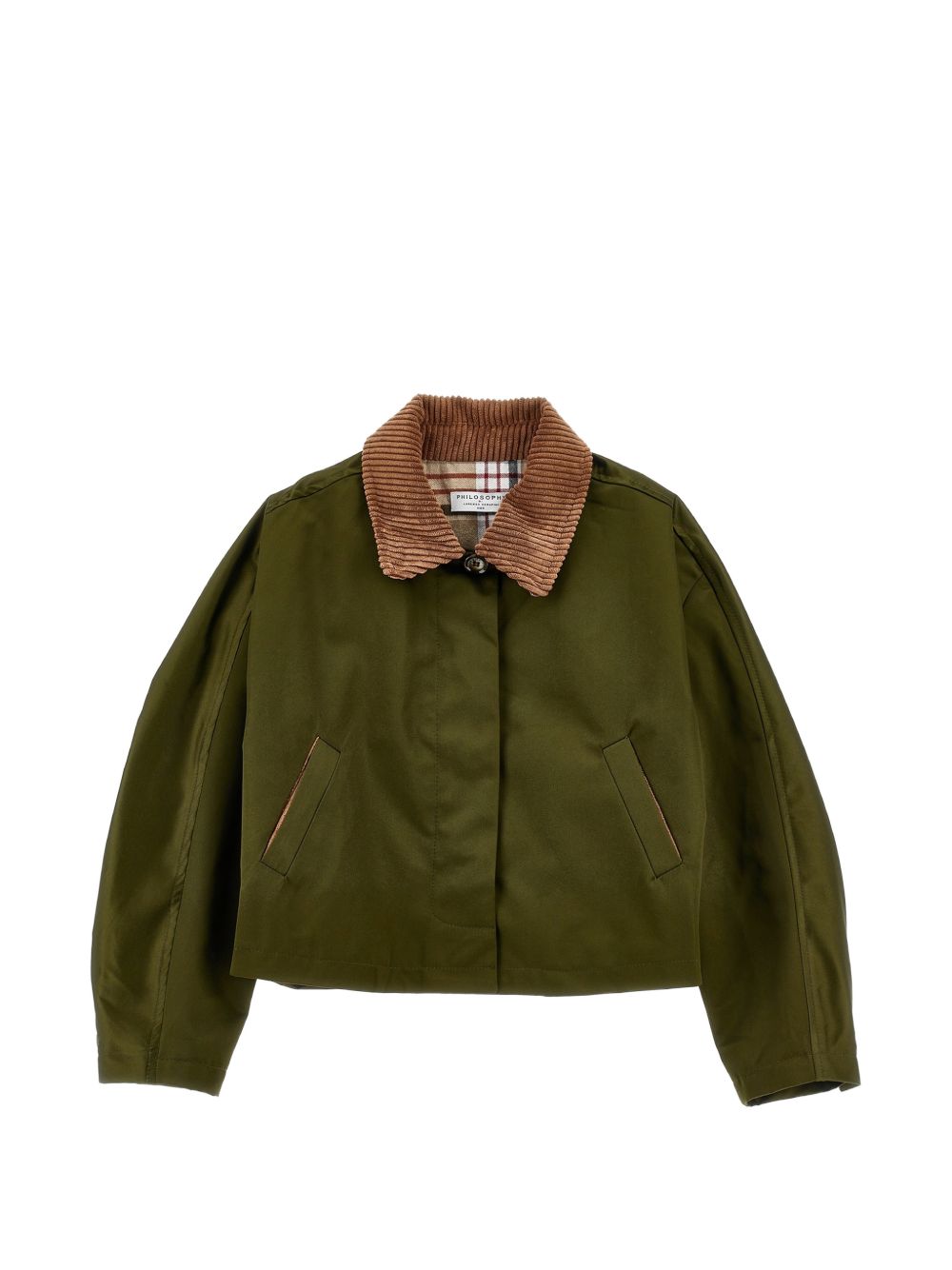 Giacca crop per bambina Philosophy verde con colletto a coste I1H105 8913 0023 PHILOSOPHY KIDS