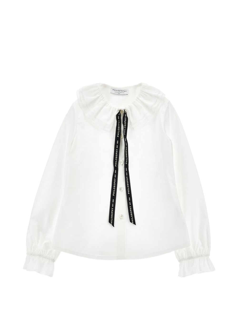 Blusa per bambina Philophy di Lorenzo Serafini Kids bianca con colletto con ruches I1H302 8116 0150 PHILOSOPHY KIDS