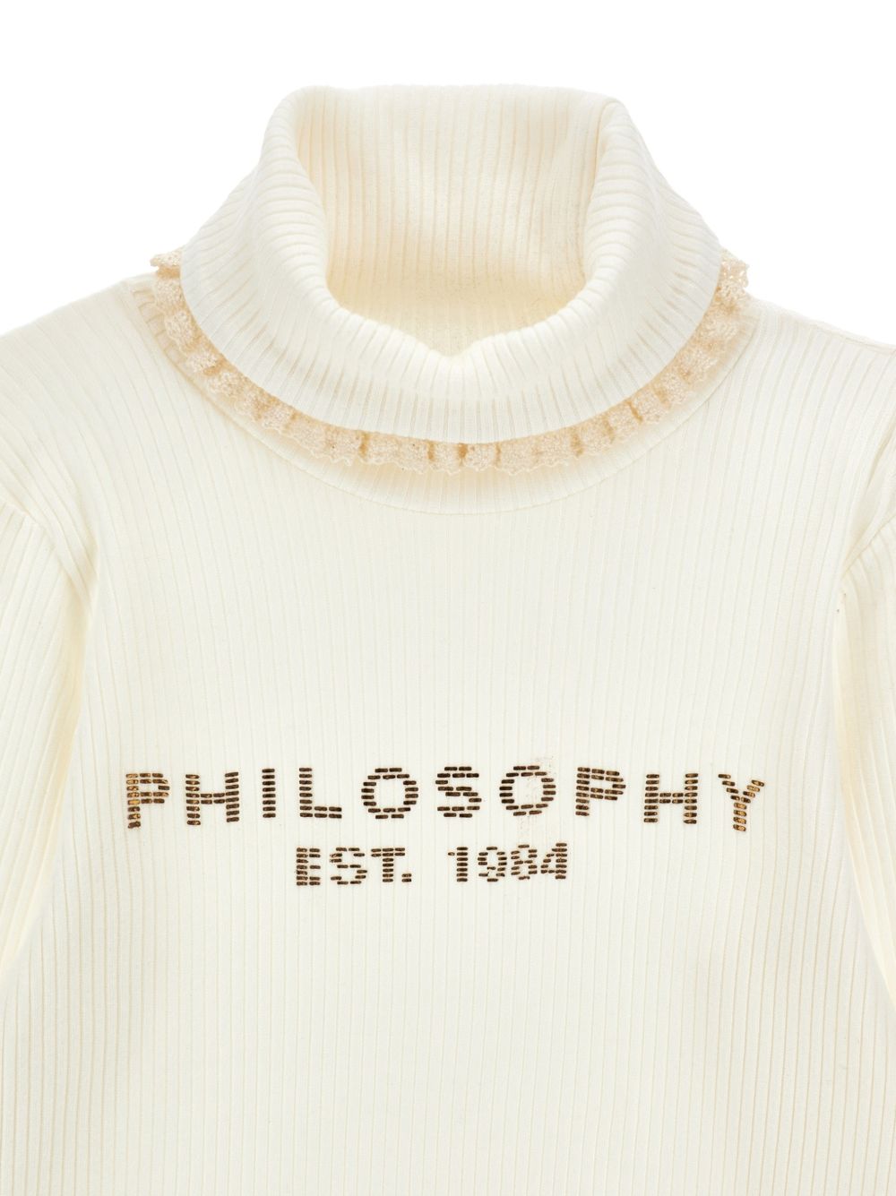 Maglione per bambina Philosophy di Lorenzo Serafini Kids bianco con logo sul davanti I1H604 8214 0001 PHILOSOPHY KIDS