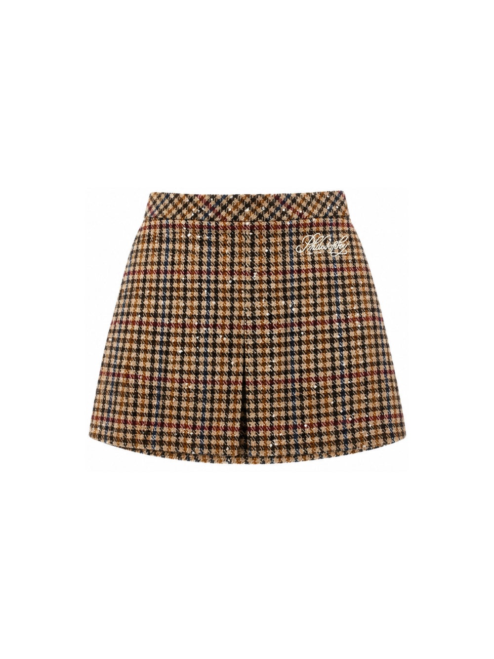Gonna per bambina Philosophy di Lorenzo Serafini Kids marrone con motivo in pied-de-poule I1H700 8322 0084 PHILOSOPHY KIDS