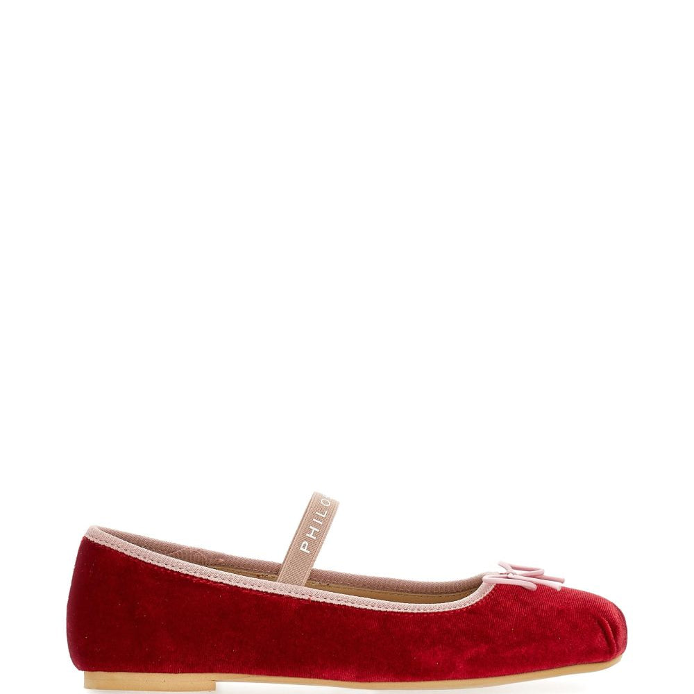Ballerine per bambina Philosophy di Lorenzo Serafini Kids rosse con finitura in velluto I8H003 8781 4391 PHILOSOPHY KIDS