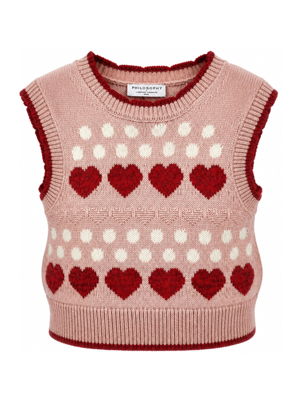 Gilet per bambina Philosophy di Lorenzo Serafini Kids rosa con decorazione ricamata sul davanti I9H306 8711 0091 PHILOSOPHY KIDS