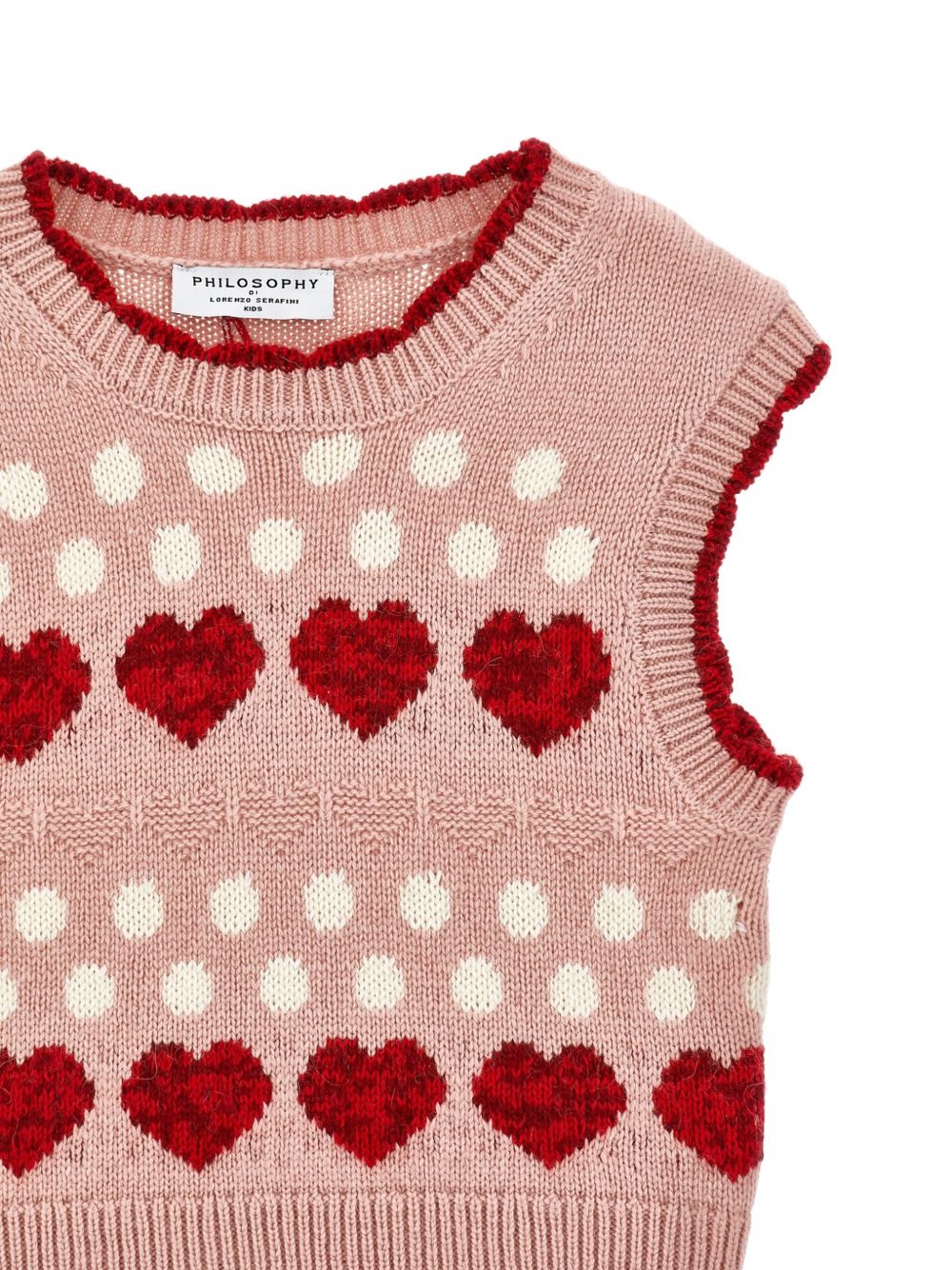 Gilet per bambina Philosophy di Lorenzo Serafini Kids rosa con decorazione ricamata sul davanti I9H306 8711 0091 PHILOSOPHY KIDS