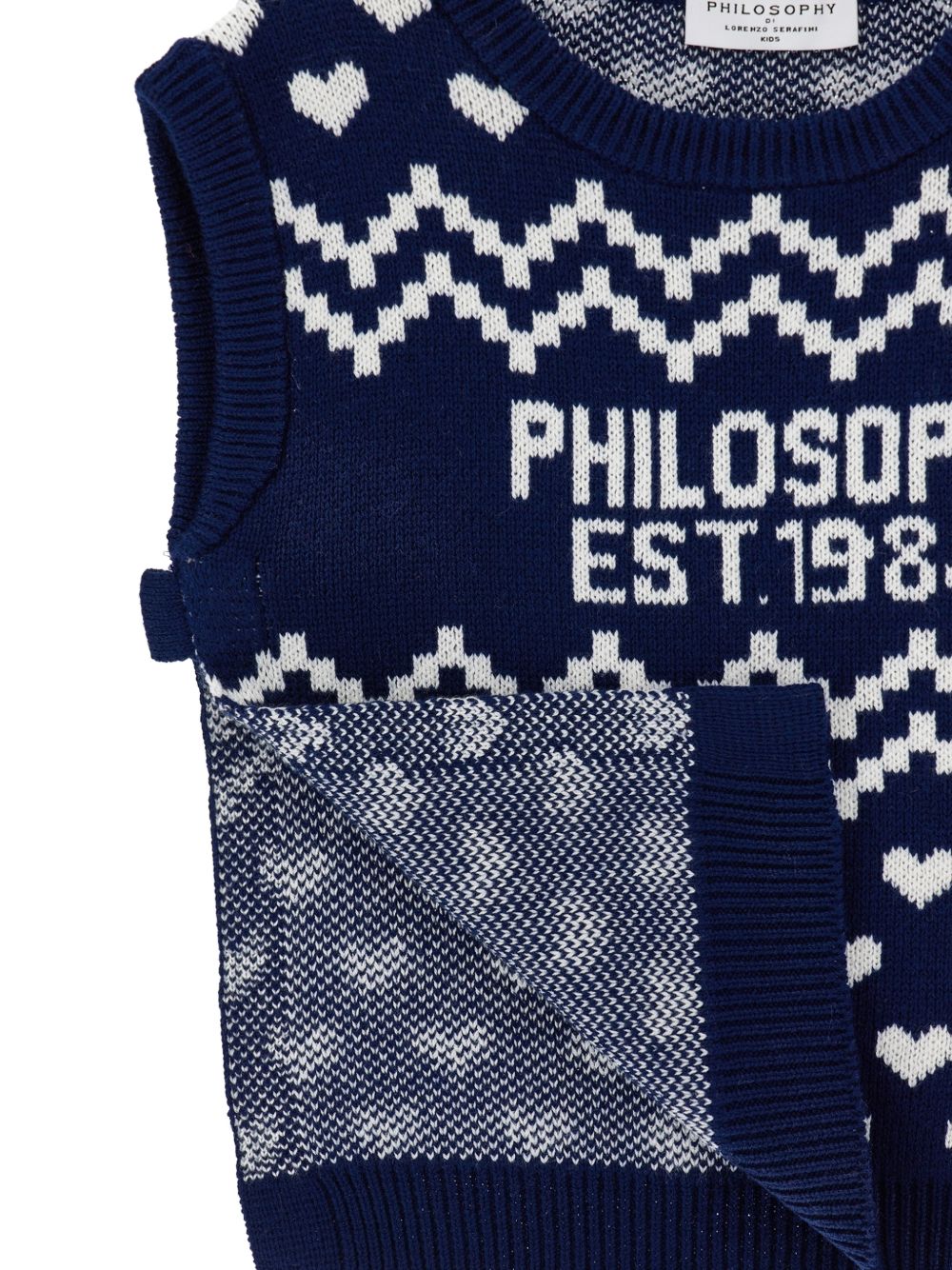 Gilet per bambina Philosophy di Lorenzo Serafini Kids blu con motivo a cuori I9H308 8715 056S PHILOSOPHY KIDS
