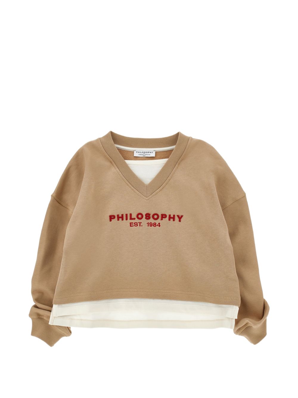 Felpa per bambina Philosophy Kids beige con arricciatura sulle spalle I9H607 8053 0003 PHILOSOPHY KIDS