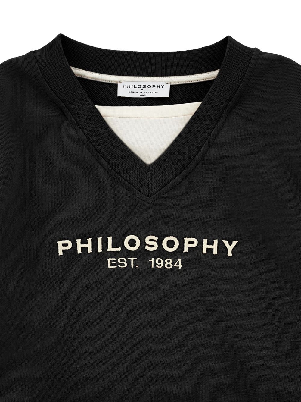 Felpa per bambina Philosophy di Lorenzo Serafini Kids nera con logo ricamato sul davanti I9H607 8053 0050 PHILOSOPHY KIDS