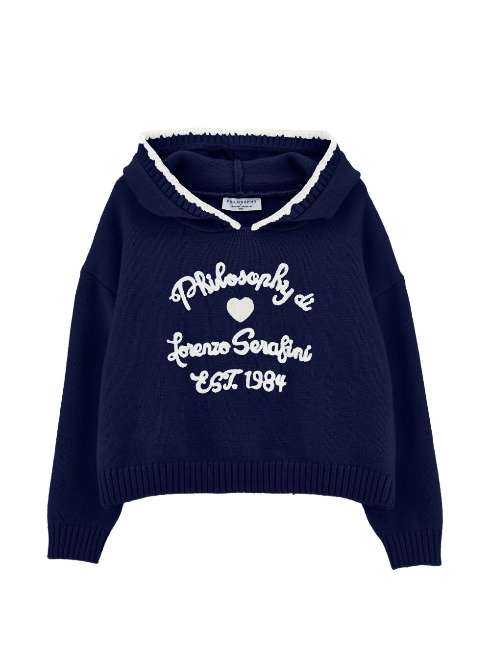 Felpa per bambina Philosophy di Lorenzo Serafini Kids blu con logo sul davanti I9H609 8061 056S PHILOSOPHY KIDS