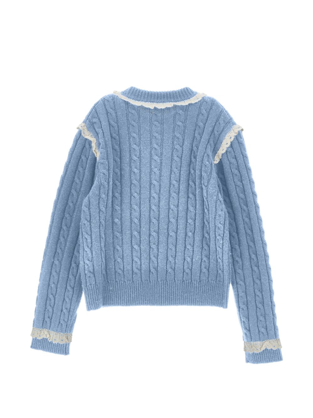 Maglione per bambina Philosophy di Lorenzo Serafini Kids azzurro con finitura in pizzo I9H612 8716 0052 PHILOSOPHY KIDS