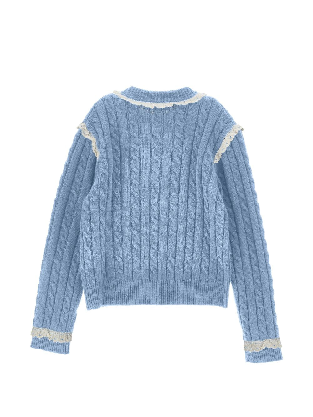 Maglione per bambina Philosophy di Lorenzo Serafini Kids azzurro con finitura in pizzo I9H612 8716 0052 PHILOSOPHY KIDS