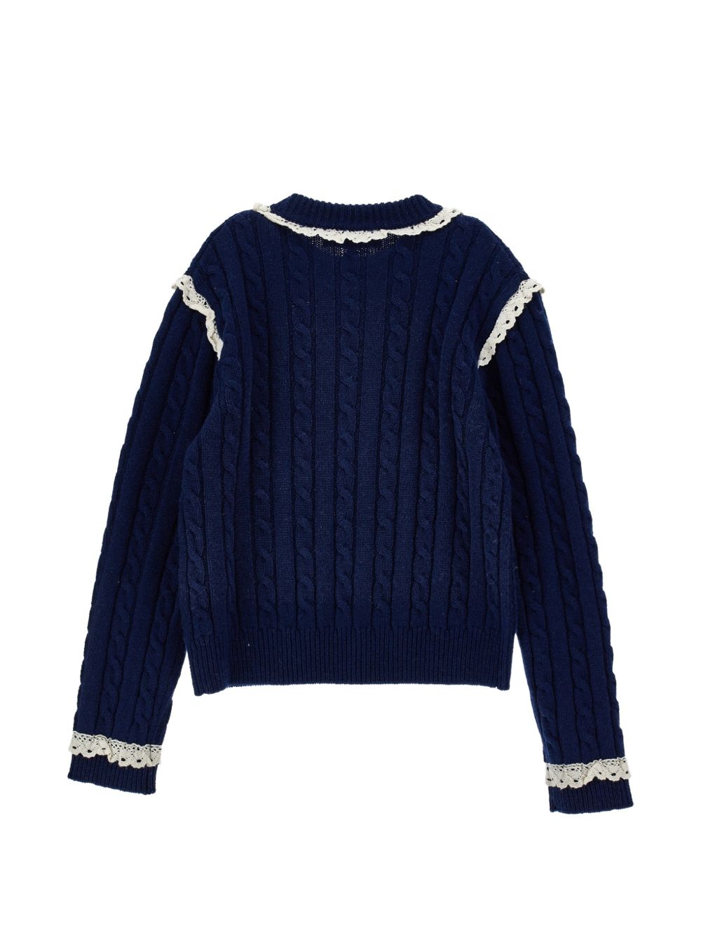 Maglione per bambina Philosophy di Lorenzo Serafini Kids blu con dettagli in pizzo I9H612 8716 056S PHILOSOPHY KIDS