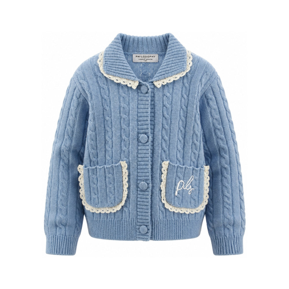 Felpa per bambina Philosophy di Lorenzo Serafini Kids azzurra con logo ricamato sul retro I9H802 8716 0052 PHILOSOPHY KIDS