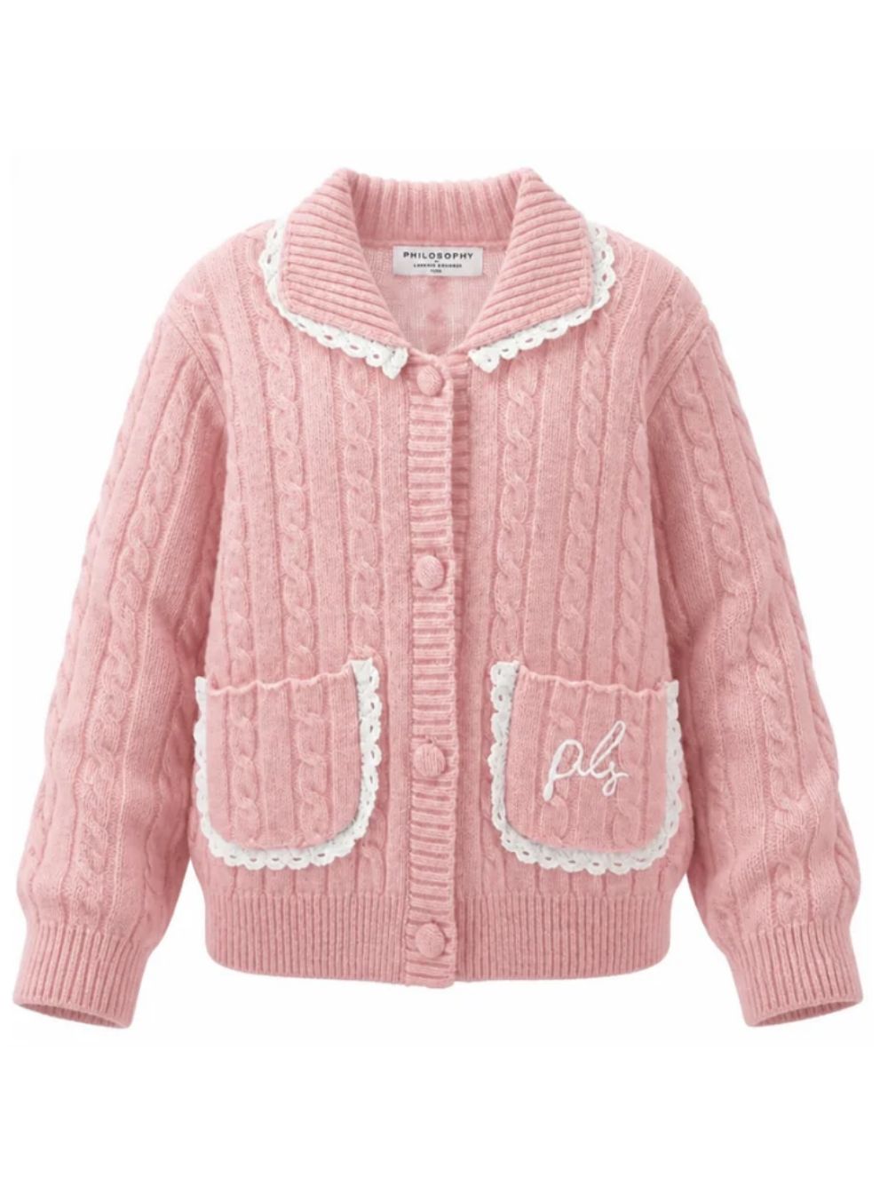 Maglione per bambina Philosophy di Lorenzo Serafini Kids rosa con maglia intrecciata I9H802 8716 0091 PHILOSOPHY KIDS