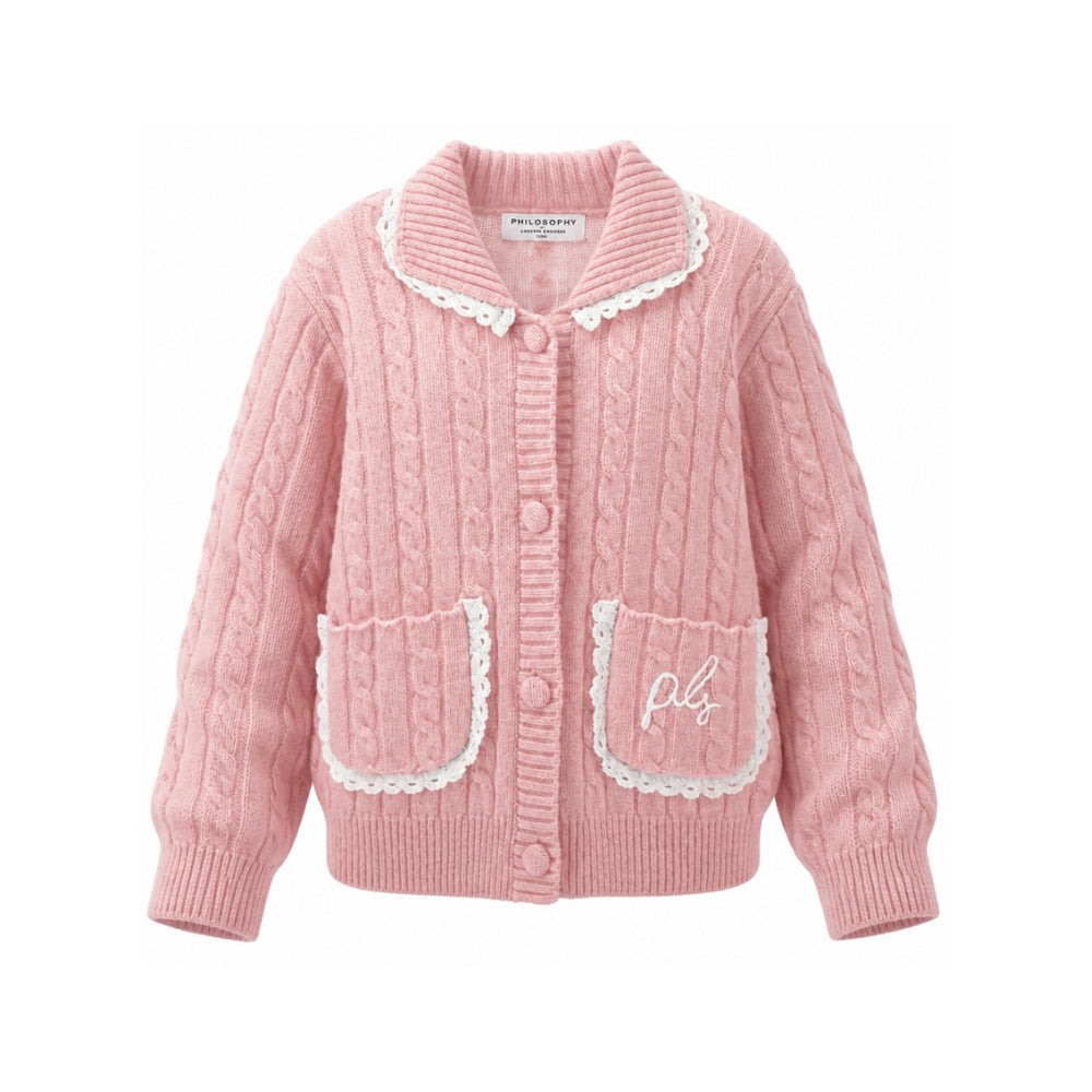 Maglione per bambina Philosophy di Lorenzo Serafini Kids rosa con maglia intrecciata I9H802 8716 0091 PHILOSOPHY KIDS
