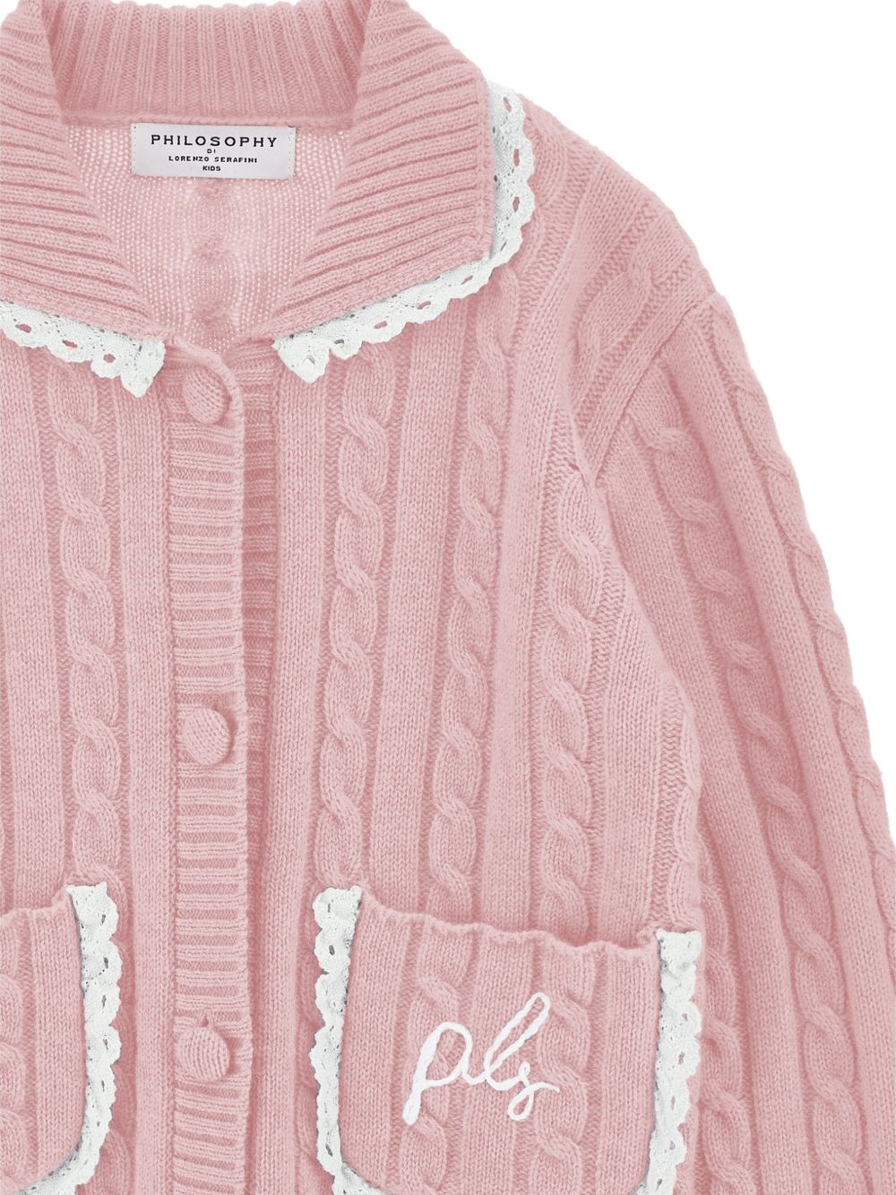 Maglione per bambina Philosophy di Lorenzo Serafini Kids rosa con maglia intrecciata I9H802 8716 0091 PHILOSOPHY KIDS