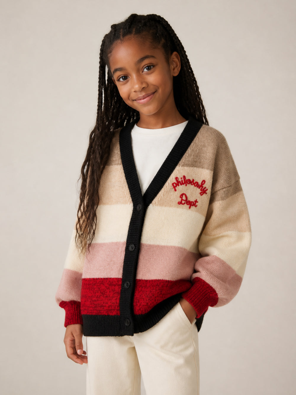 Maglione per bambina Philosophy di Lorenzo Serafini Kids multicolore con design a righe I9H803 8711 0084 PHILOSOPHY KIDS