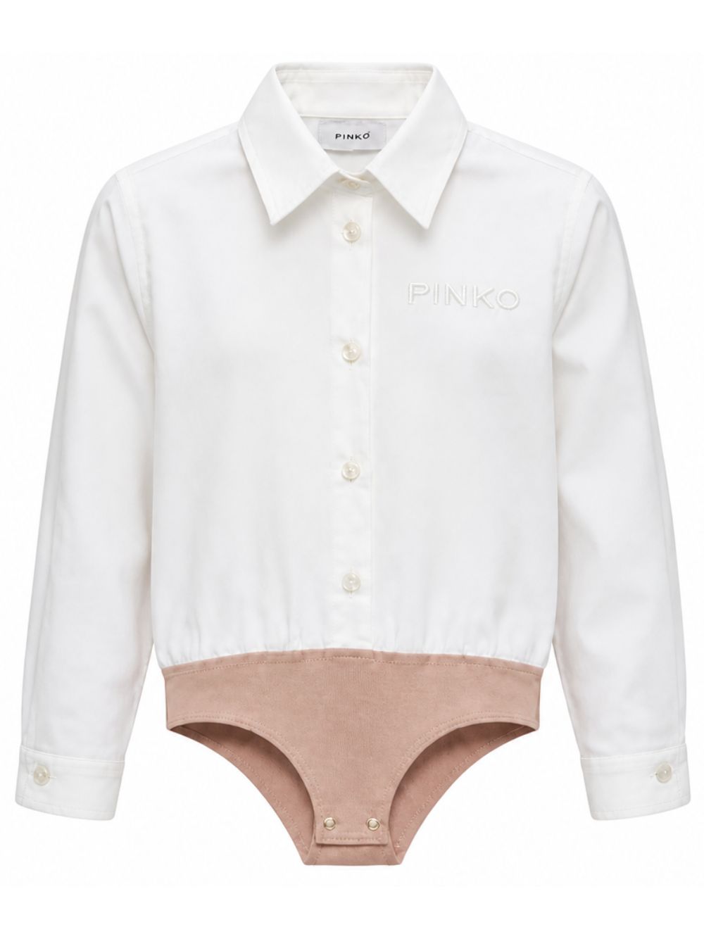 Camicia per bambina Pinko Kids bianca con logo ricamato sul davanti KFCA0430CA027 B000 PINKO KIDS