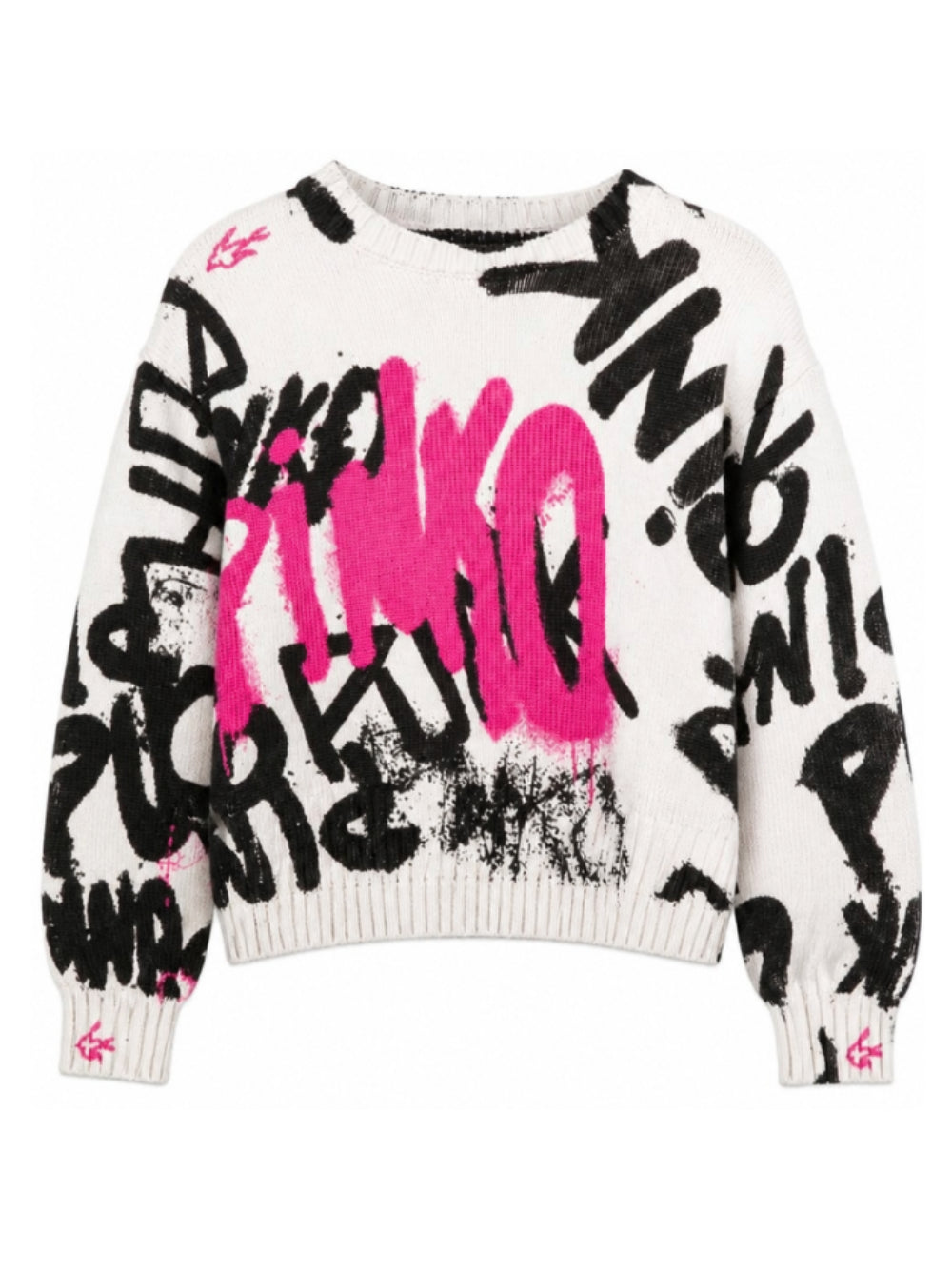 Maglione per bambina Pinko Kids bianco con stampa grafica all-over KFMA036CFL155 D572 PINKO KIDS
