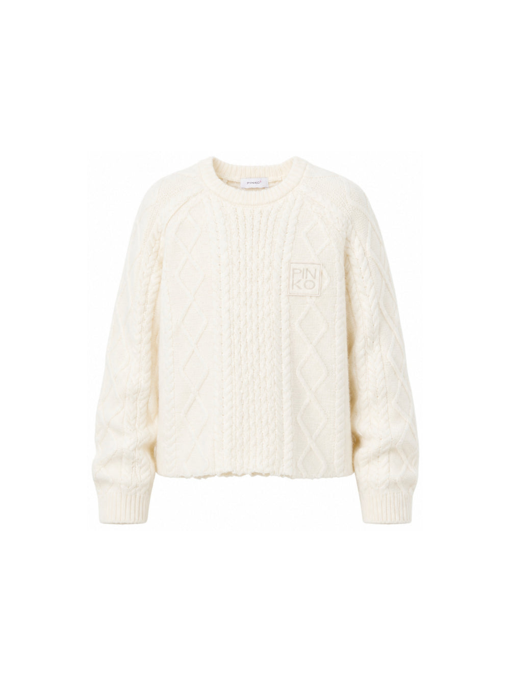 Maglione per bambina Pinko Kids bianco con logo sul davanti KFMA039CFL153 0078 PINKO KIDS