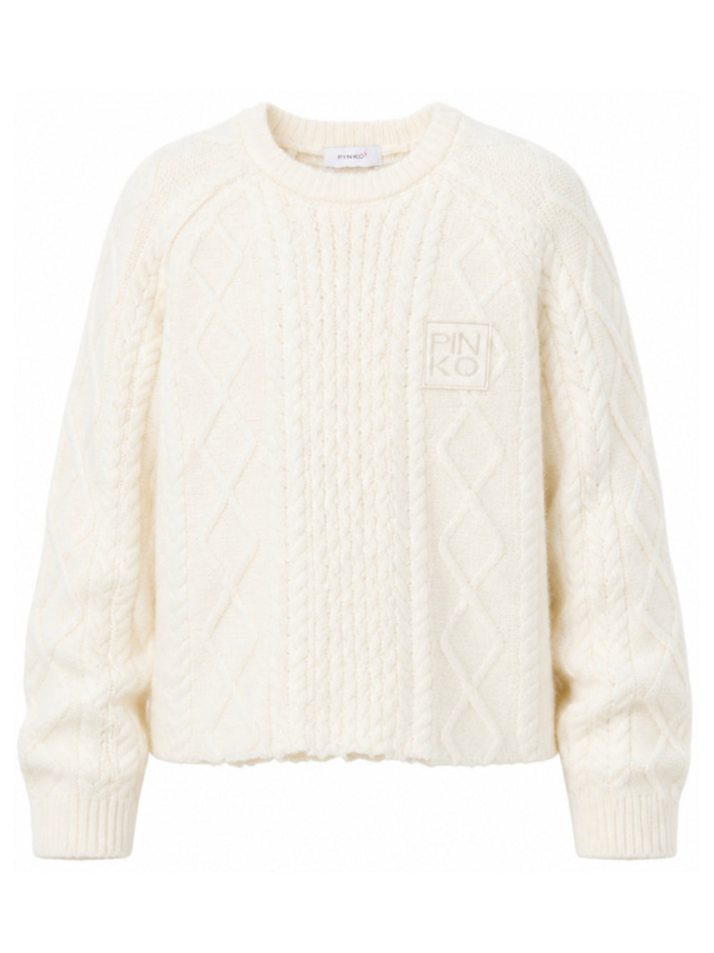 Maglione per bambina Pinko Kids bianco con logo sul davanti KFMA039CFL153 0078 PINKO KIDS