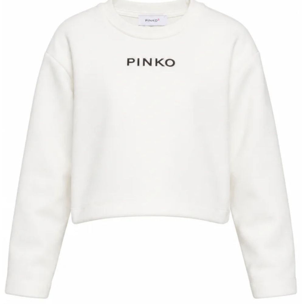 Felpa per bambina Pinko Kids bianca con logo sul davanti KFTS070CJE018 0905 PINKO KIDS
