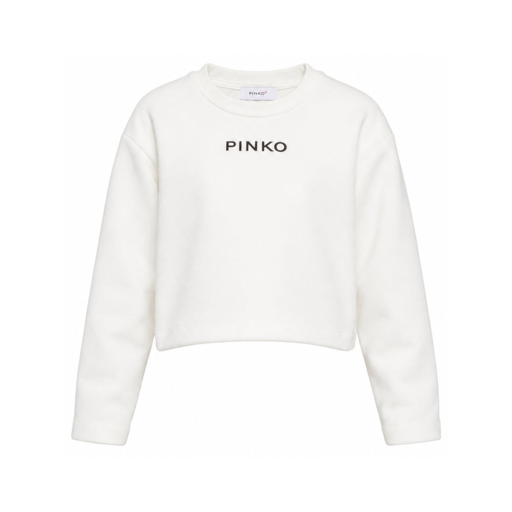 Felpa per bambina Pinko Kids bianca con logo sul davanti KFTS070CJE018 0905 PINKO KIDS
